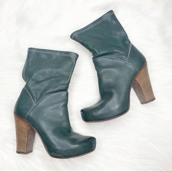 Fiorentini + Baker Green Leather Chunky Platform Ankle Booties Boots Size 36 - Picture 2 of 15